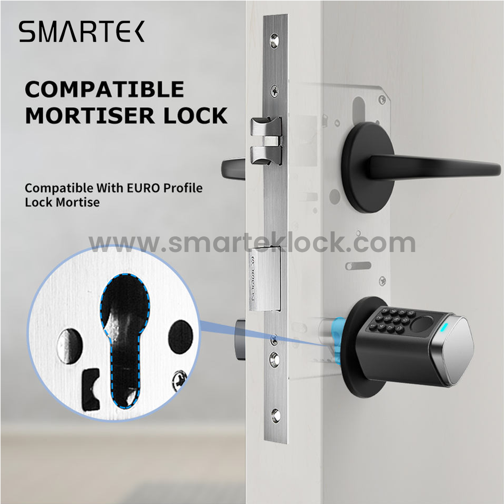 Smartek S7 Wodoodporny IP66 Fizyczny przycisk odcisku palca Kod dostępu RFID Karta IC KLUCZ Aplikacja Tuya Inteligentny cylinder dla typ&oacute;w UE
