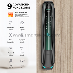 SMARTEK i9 Kamera Kalis Air Automatik APP Tuya Rakam Wi-Fi Video Pengecaman Muka 3D Kunci Pintu Pintar dengan Pengimbas Mata