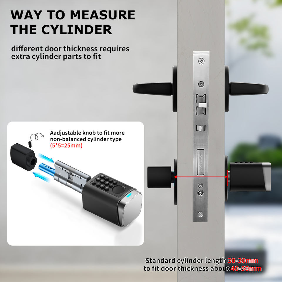 Smartek S7 Wodoodporny IP66 Fizyczny przycisk odcisku palca Kod dostępu RFID Karta IC KLUCZ Aplikacja Tuya Inteligentny cylinder dla typ&oacute;w UE