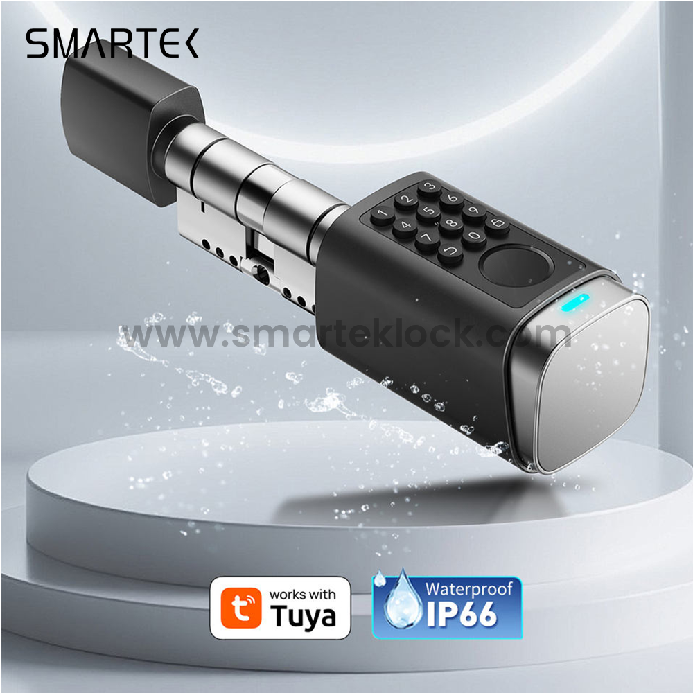 Smartek S7 Wodoodporny IP66 Fizyczny przycisk odcisku palca Kod dostępu RFID Karta IC KLUCZ Aplikacja Tuya Inteligentny cylinder dla typ&oacute;w UE
