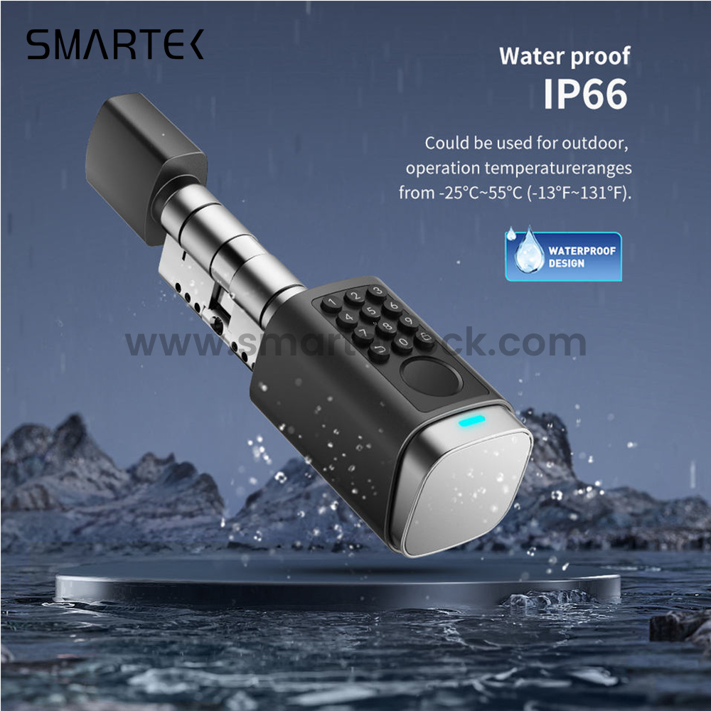 Smartek S7 Wodoodporny IP66 Fizyczny przycisk odcisku palca Kod dostępu RFID Karta IC KLUCZ Aplikacja Tuya Inteligentny cylinder dla typ&oacute;w UE